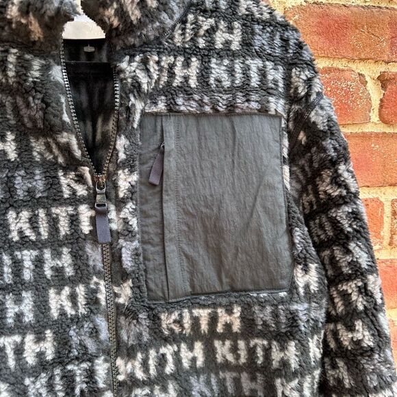 Kith Womens Waverly Multi Monogram Fleece Black XS NEW - Picture 4 of 7